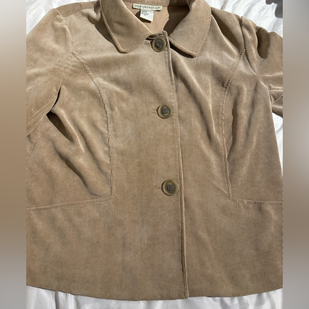 Requirements Brown Tan Corduroy Blazer Jacket WOMENS SIZE LARGE - Picture 9 of 16